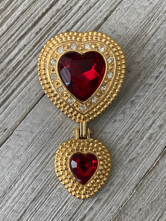 Vintage 1990's Victoria Secret Gold Heart Brooch … - image 1