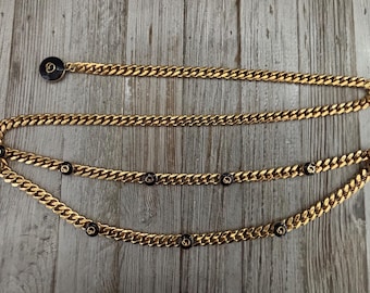 GUCCI グッチ ヴィンテージ チェーンベルト ゴールド GGロゴ 刻印有 ヴィンテージ 70 年代 GUCCI ロゴ チェーン ベルト / ゴールド