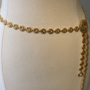 RESERVED.....Gorgeous ST. JOHN Signed Vintage 1990's Classic Gold Logo Adjustable Chain Belt