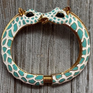 Bracelet Kenneth Jay Lane - Girafe, Cheval, Zèbre émail - Strass Rouge - Rocade Noir