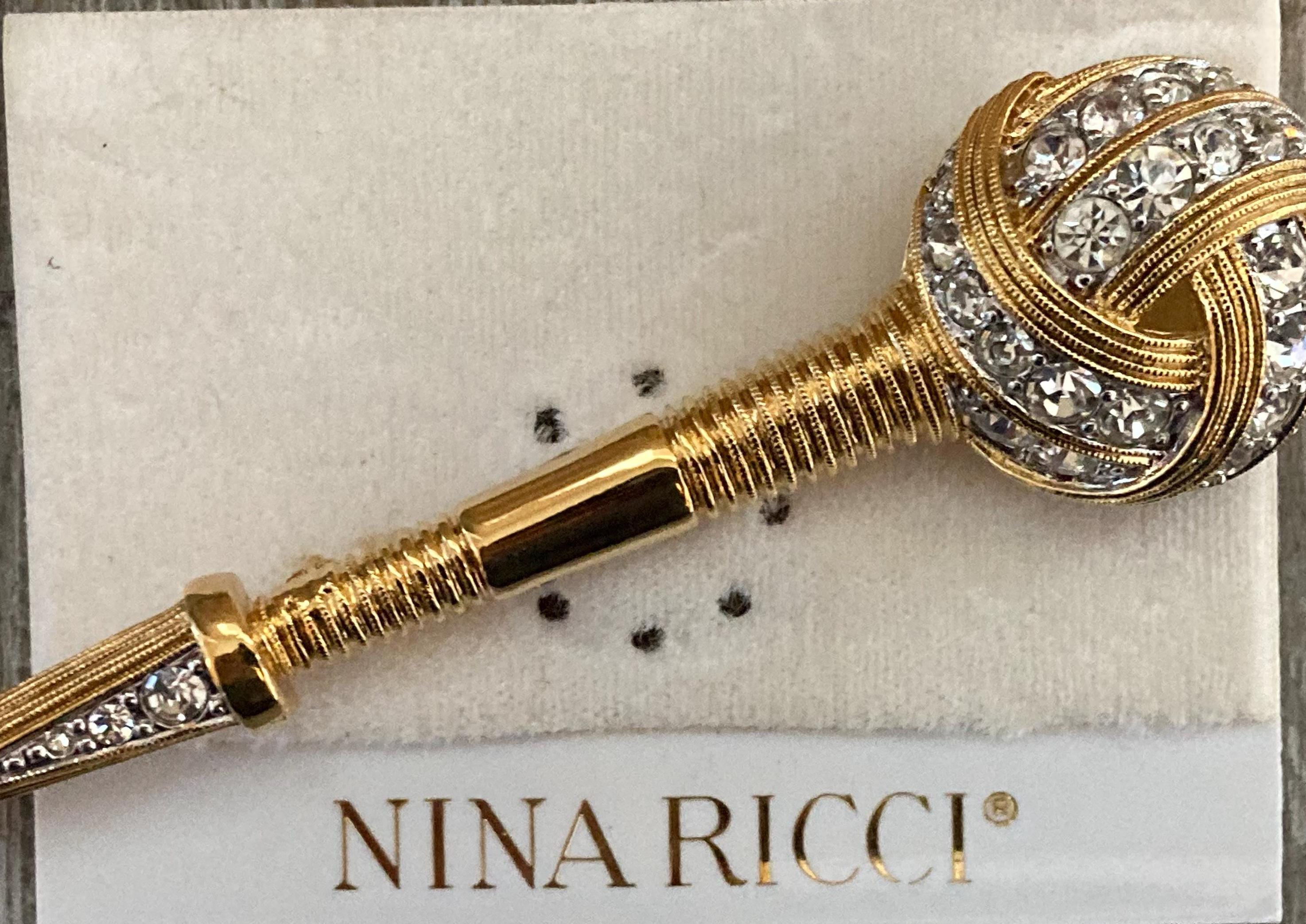 見事な NINA RICCI 1990 年代 NOS ゴールド ラインストーン付き 