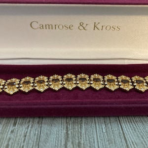 Stunning JBK/Camrose & Kross Vintage 1990&#39;s NIOB Gold With Multicolored Rhinestones Classic Link Bracelet