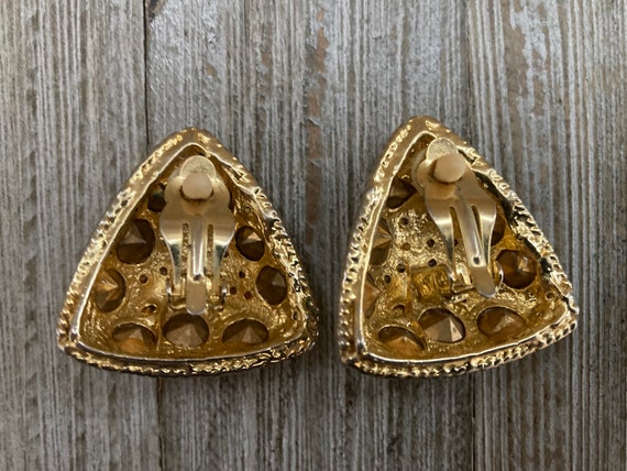 Beautiful Vintage 1980's Large Gold Triangle Clas… - image 3