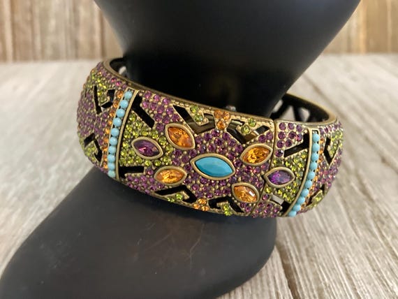 Heidi Daus Vintage Hidden Watch Bangle Bracelet Heidi Daus Hidden Watch Swarovski Crystal Hinged Bangle  main image 4