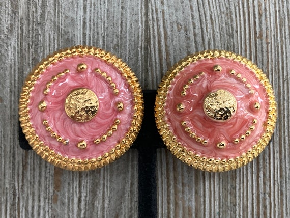 New Old Stock Vintage 1990's Round Gold And Pink … - image 1