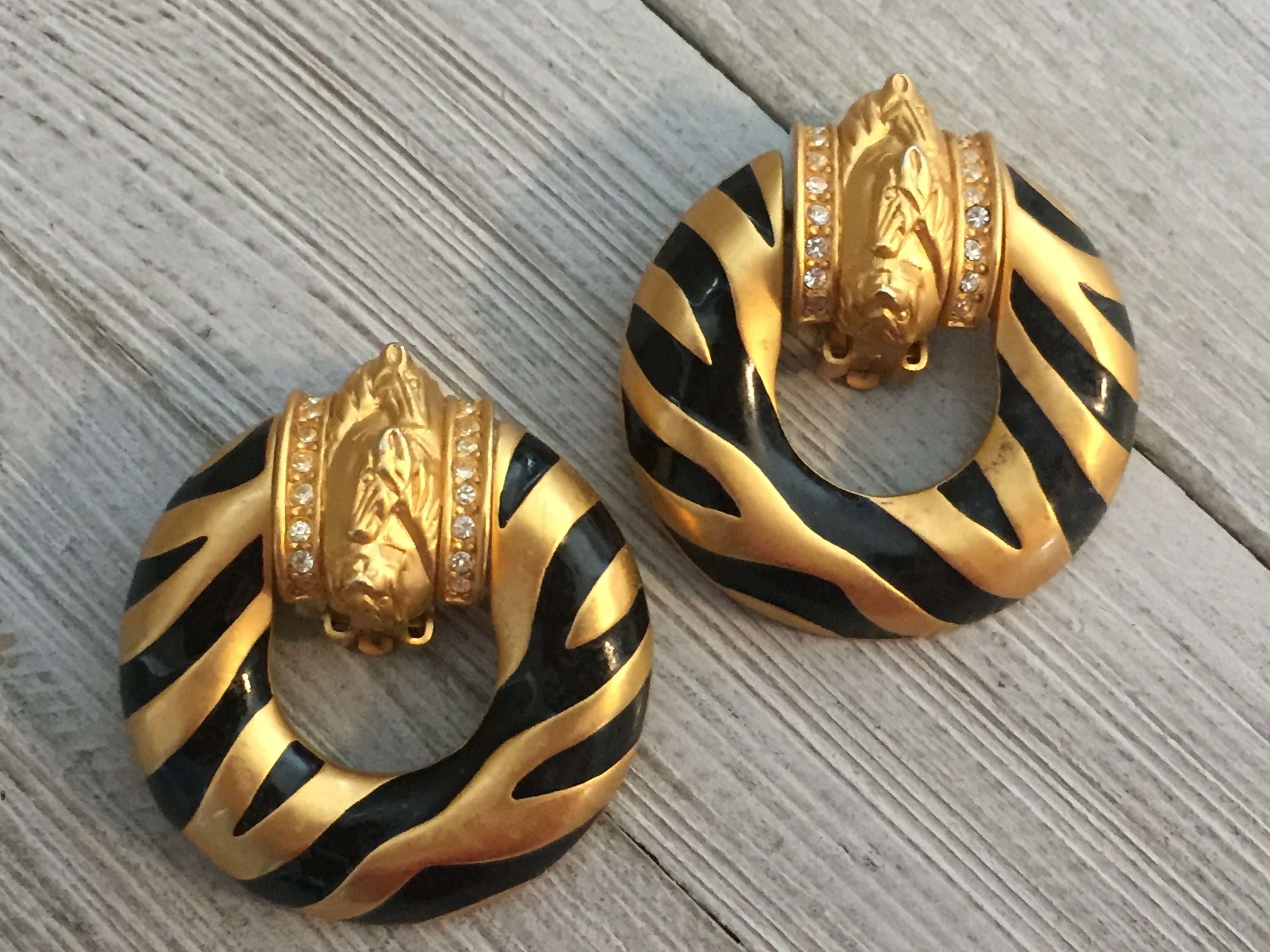 ピアス Brass Rhinestone Tiger Eye Clip On Earrings Iosselliani Brass Rhinestone Tiger Eye Clip On Earrings