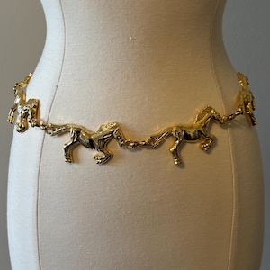 90s Vtg Statement GOLD HORSE Chain Belt / Necklace Anne Klein 2-in-1 Equestrian Gorgeous ANNE KLEIN Vintage 1990 main image 4