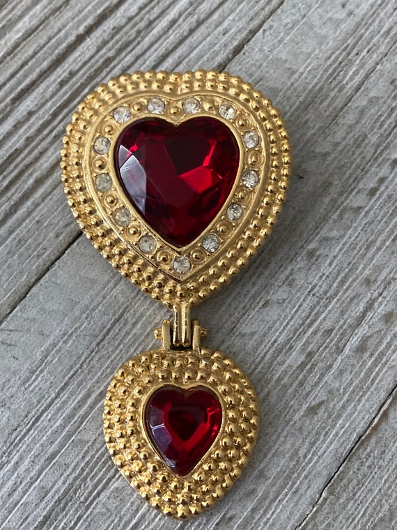 Vintage 1990's Victoria Secret Gold Heart Brooch … - image 3