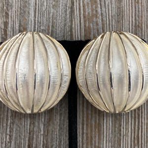 Fabulous 1980&#39;s-90&#39;s New Old Stock Heavy Large Silver Domed Modern Statement Clip Earrings