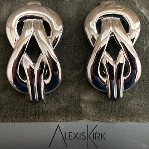 Gorgeous ALEXIS KIRK New Old Stock Vintage 1980&#39;s Silver Modern Statement Clip Earrings