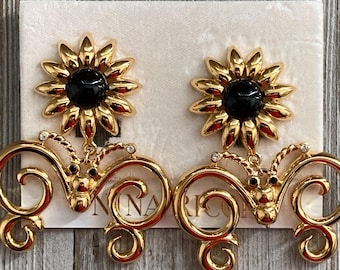 Lot De 4 Paires De Boucles D'oreilles Vintage Nina Ricci - Style Corail Antique - Occasion