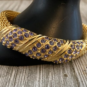 Stunning JBK/Camrose & Kross Vintage 1990&#39;s Gold With Blue Rhinestones Classic Bracelet