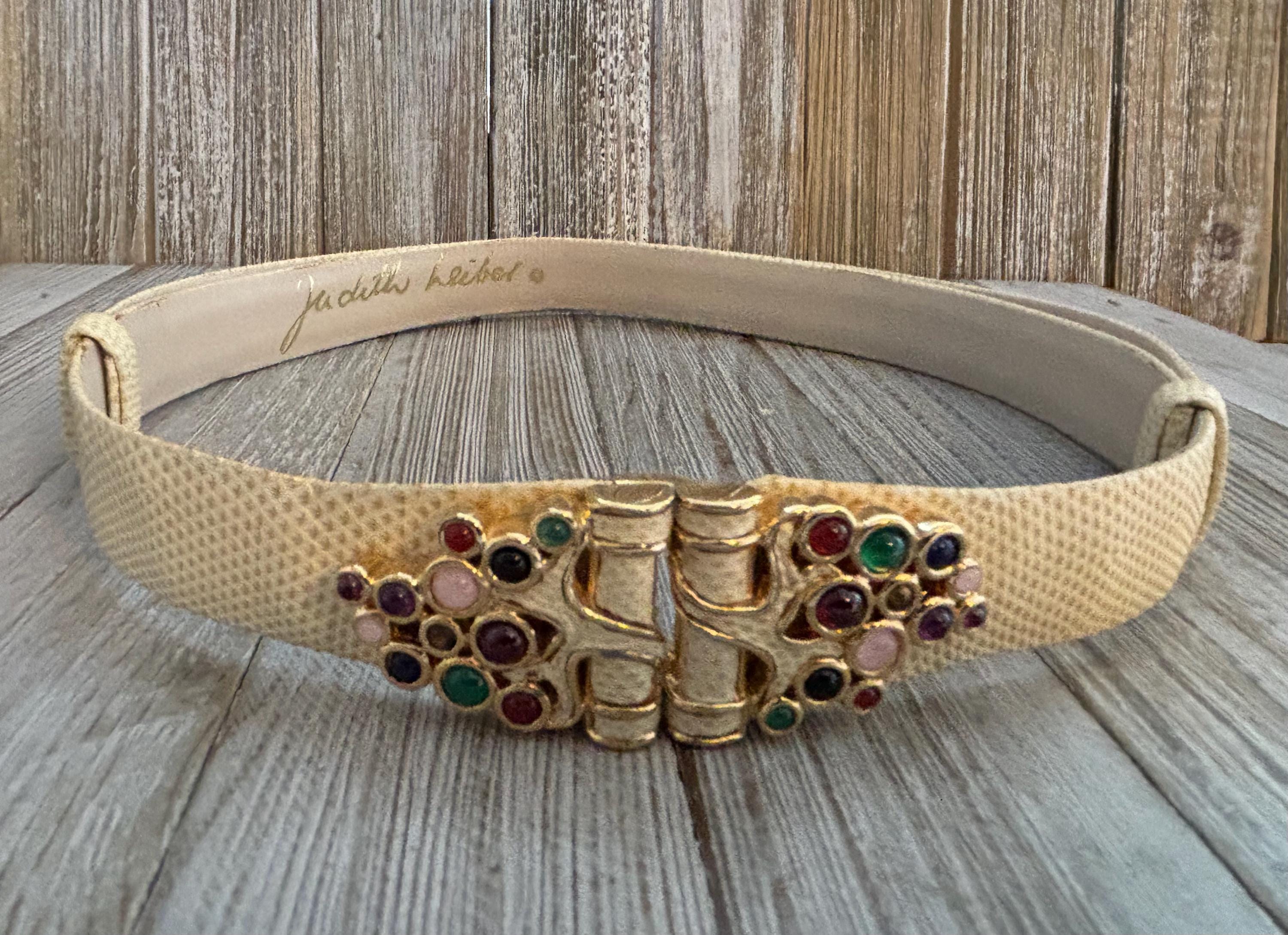 【保管袋付き】JUDITH LEIBER ベルト　ゴールド　ストーン　希少 JUDITH LEIBER-Black/Gold Belt – Closet NV Shop