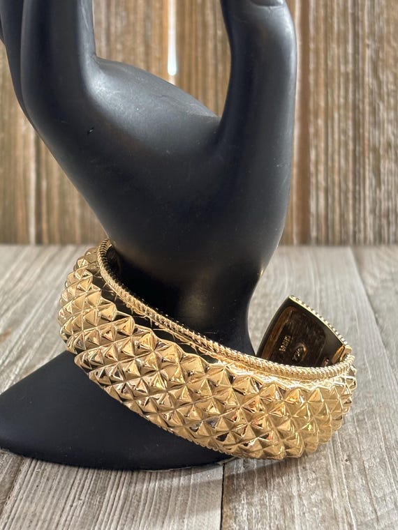 KJL/Kenneth Jay Lane 1990's Signed Modern Gold Hi… - image 4