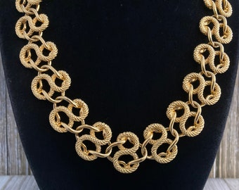 Napier Signierte Vintage 1980er Gold Klassische Statement Kragen Halskette