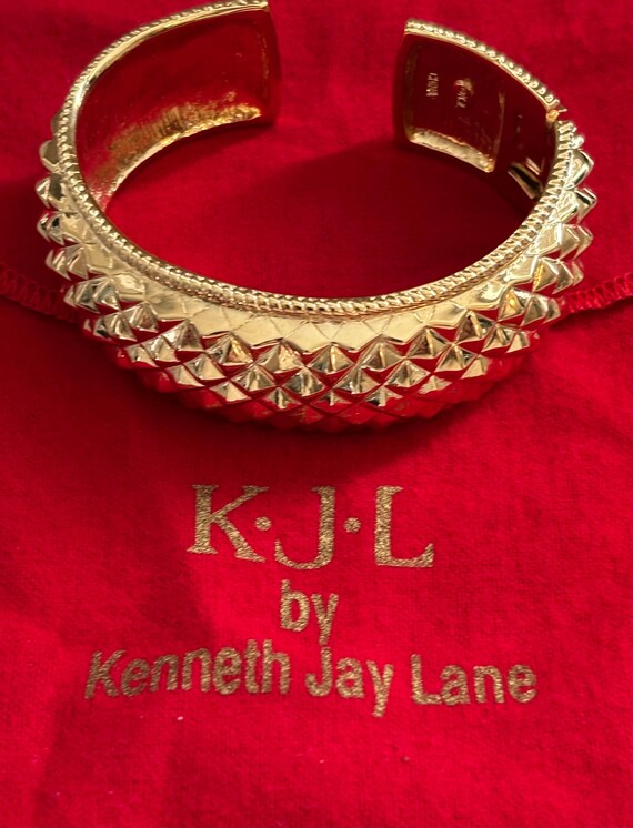 KJL/Kenneth Jay Lane 1990's Signed Modern Gold Hi… - image 8