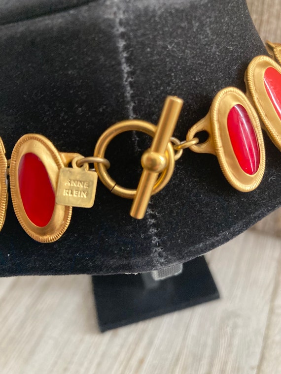 Spectacular ANNE KLEIN Signed Vintage 1990's Red … - image 7