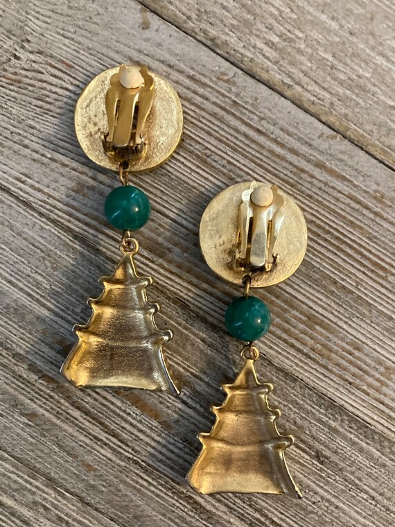 Stunning Vintage 1980's Large Gold And Green Asia… - image 6