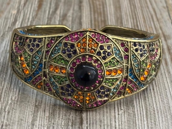 HEIDI DAUS 1990's Signed Hinged Cuff Bracelet Wit… - image 7