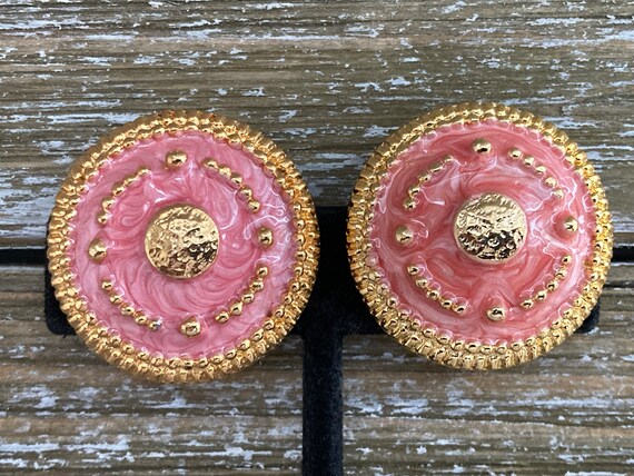 New Old Stock Vintage 1990's Round Gold And Pink … - image 5