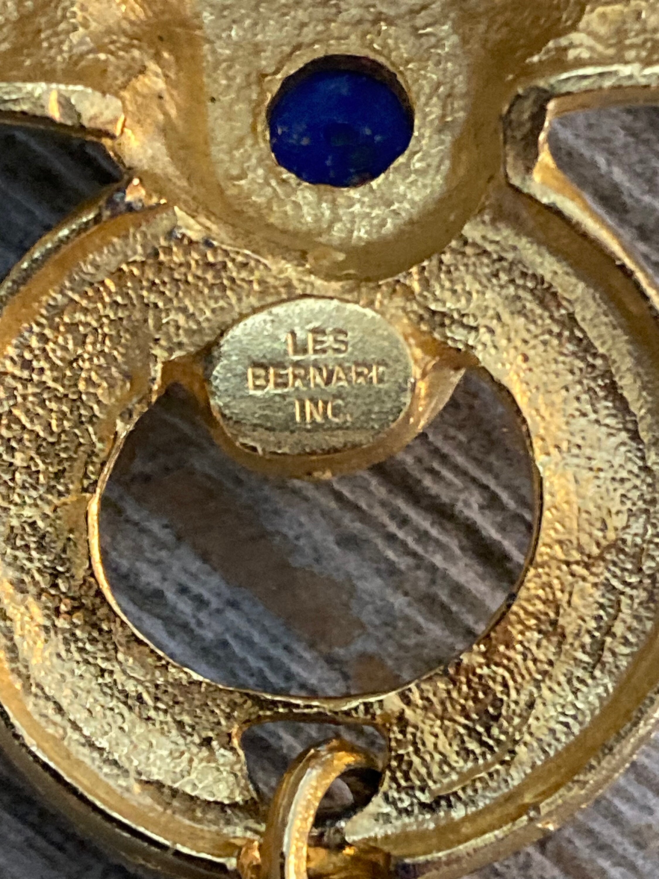 Stunning LES BERNARD Signed Vintage 1980 s Gold With Blue