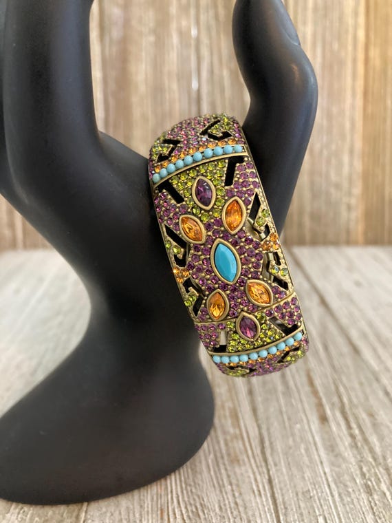 Heidi Daus Multicolor Crystal Cuff Watch with Gold Tone Heidi Daus | Jewelry | Heidi Daus Devinly Deco Cuff Watch  main image 4