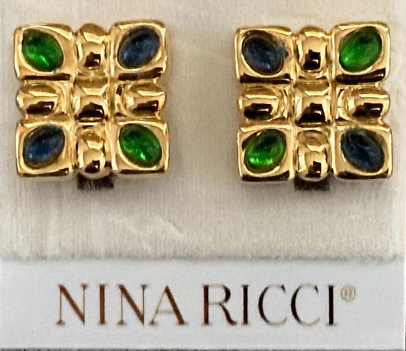Stunning NINA RICCI Signed 1990's Gold With Green And… - Gem