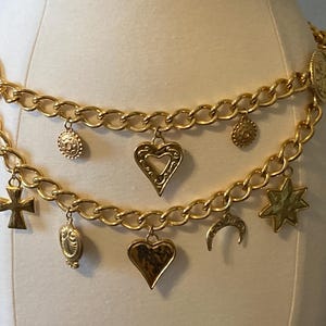 Vintage Escada Designer Chain/Charm Belt Rare Signed ESCADA Designer Gold Chain Charm Belt | ESCADA  main image 2