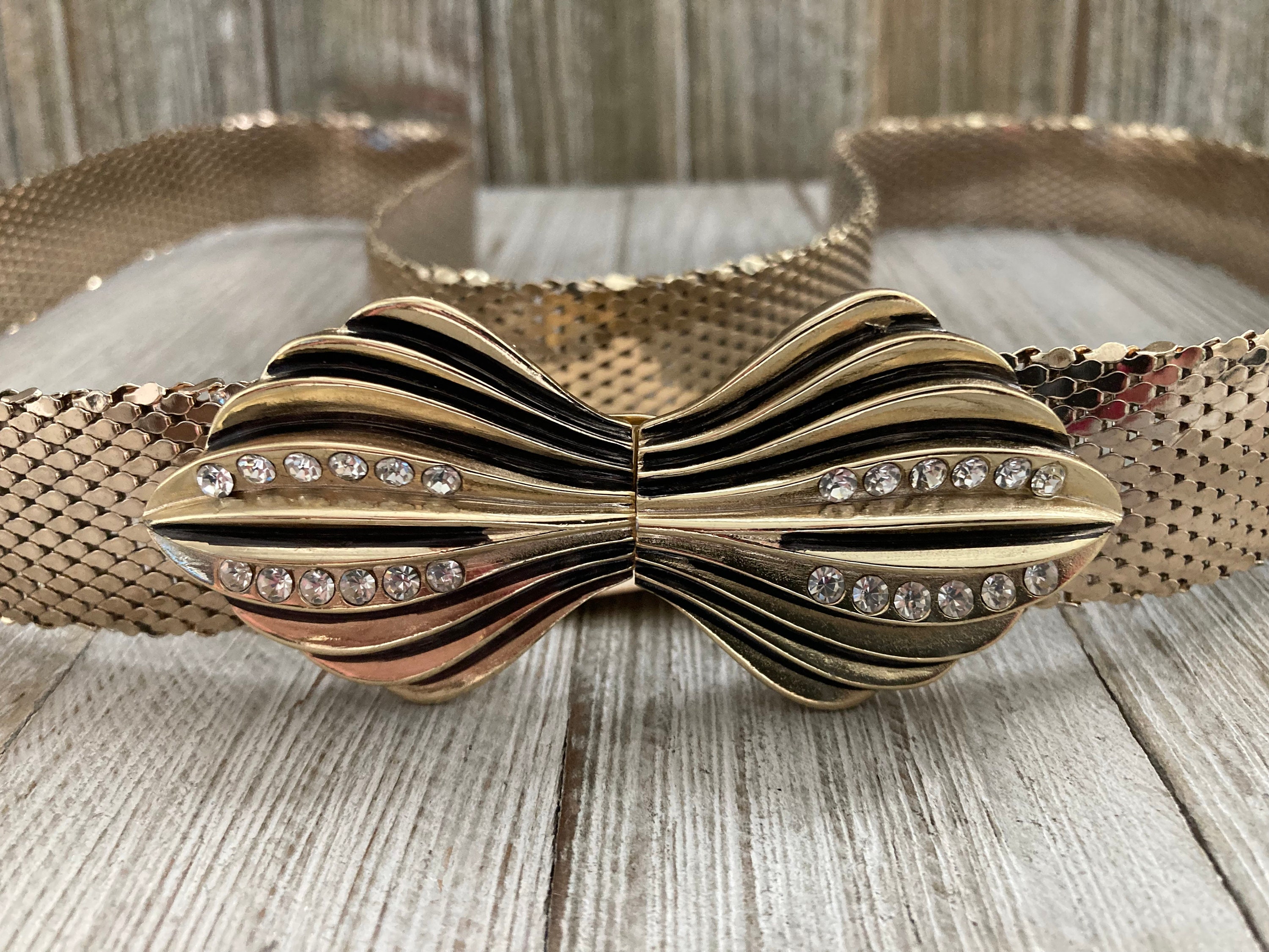 Vintage Whiting and Davis Gold Belt Womens 24\