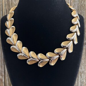 VC/Les Bernard Signed 1980's Silver And Gold Modern Runway Collar Necklace
