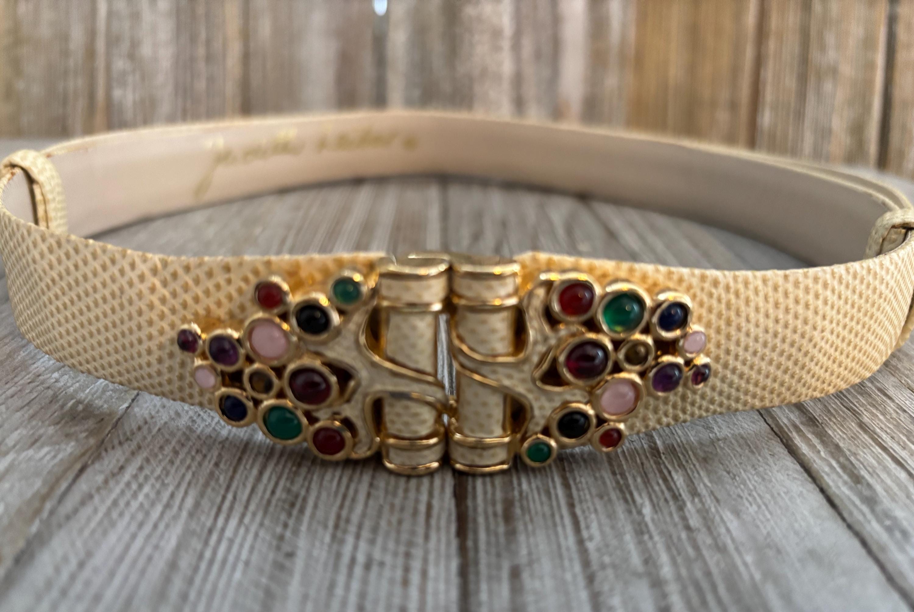 Stunning JUDITH LEIBER Vintage 1980's-90's Signed Beige Snakeskin