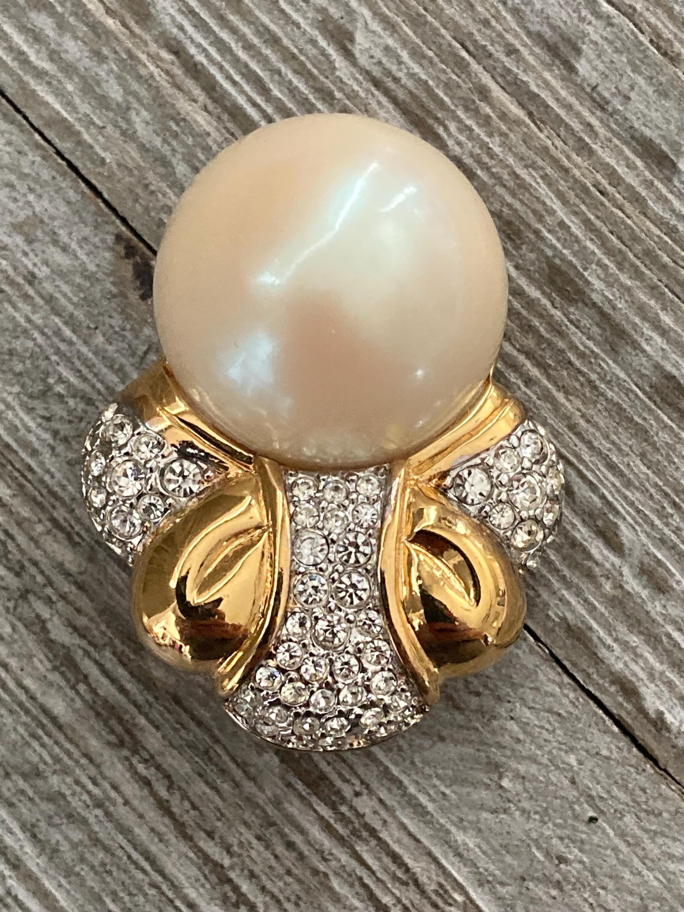 Exquisite NINA RICCI New Old Stock 1980's-90's Gold With Faux