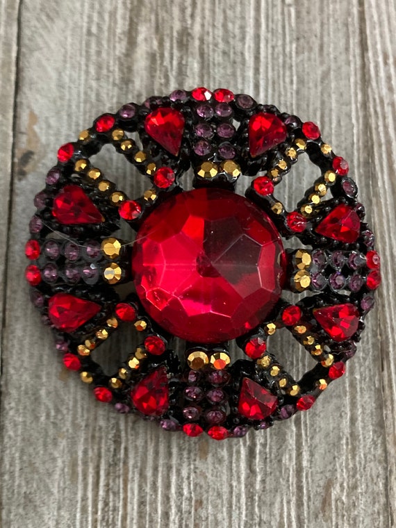 Amazing Massive Vintage 1980's Round Red And Blac… - image 2