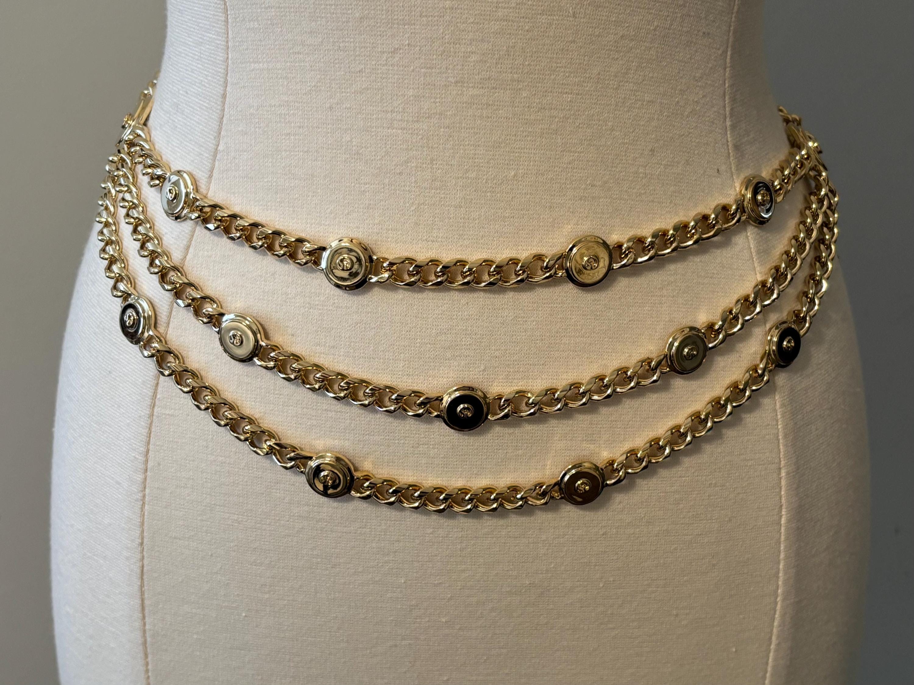 Vintage Stunning St John Adjustable Triple Strand Gold Tone Chain Belt 1980-90\'s ST.JOHN 1980 main image 2
