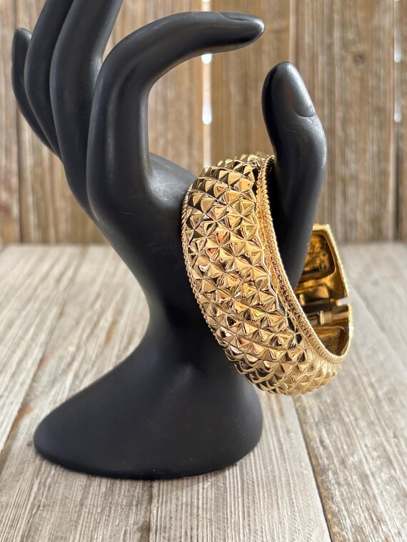 KJL/Kenneth Jay Lane 1990's Signed Modern Gold Hi… - image 5