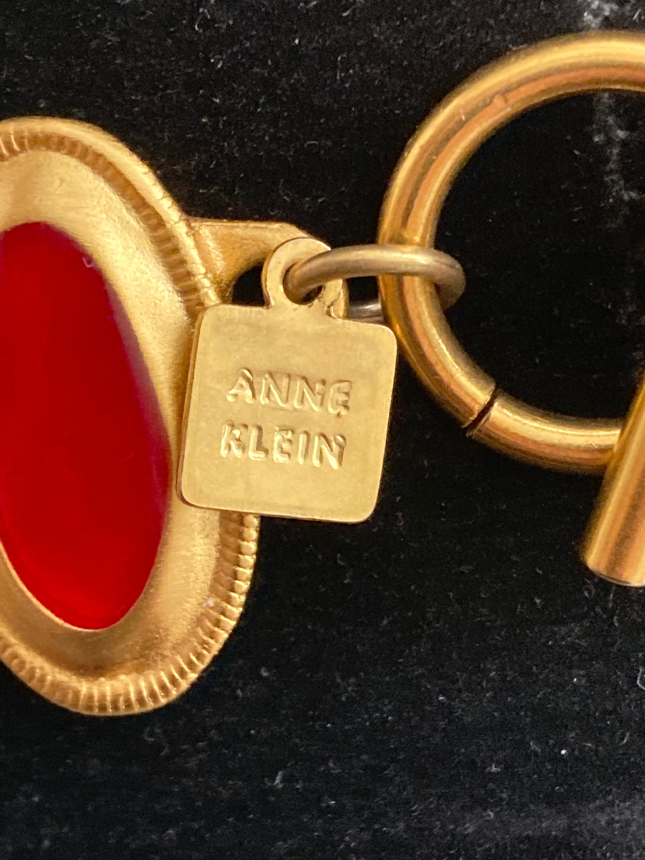 素晴らしい ANNE KLEIN サイン入り ヴィンテージ 1990 年代 赤と 