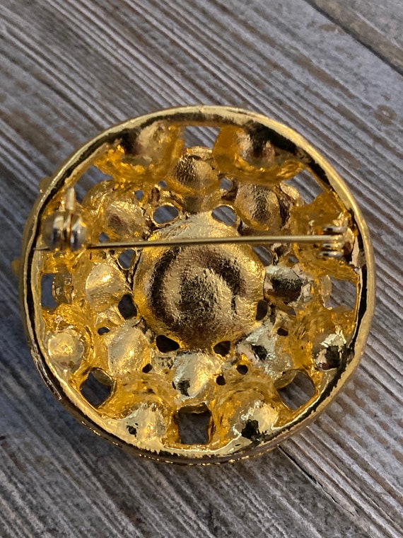 spilla donna Spilla da sole rotonda con strass e perle dorate accessori per cappotti regalo per ragazze