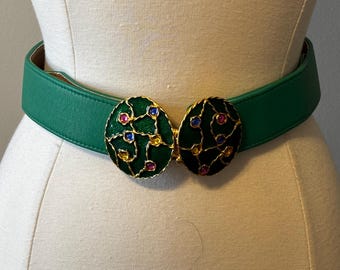 Vintage - New St. John Belt Large - Black & Silver Iridescent Snake Embossed ST JOHN Belt | eBay main image 3