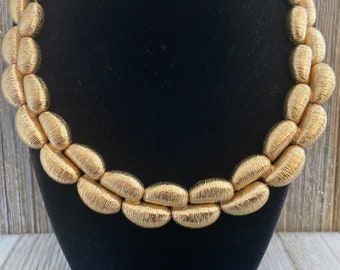 Spectacular GONTIE Signed Vintage 1980's-90's High Quailty Chunky Gold Modern Statement Runway Collar necklace With Safety Chain