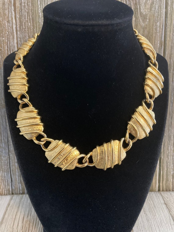 ANNE KLEIN Signed Vintage 1990's Chunky Gold Mode… - image 1