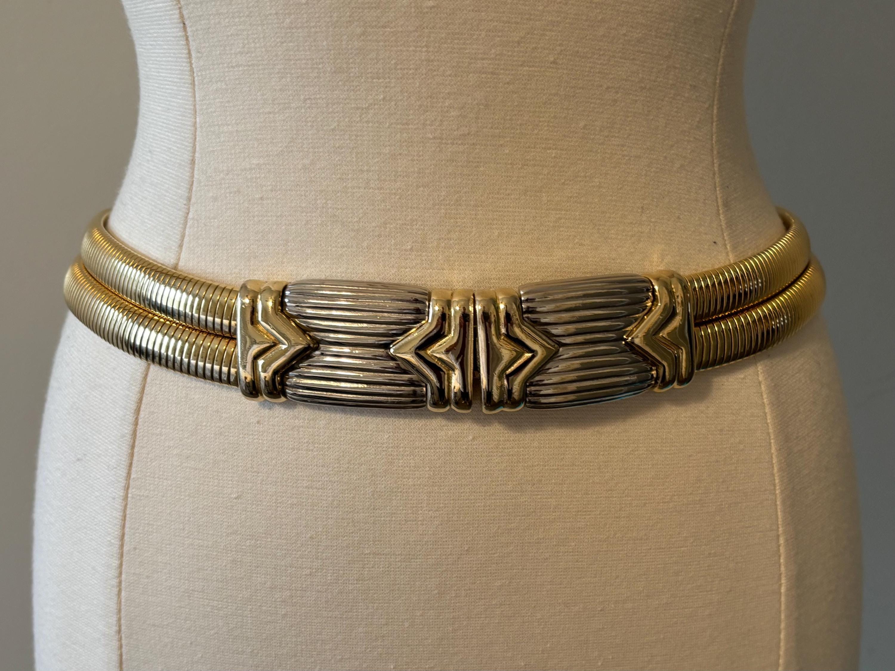 Vtg 80s JUDITH LEIBER Gold Tone Crystal Stretch Metal Belt Signed 26-29” As Is Stunning JUDITH LEIBER Vintage 1980 main image 2
