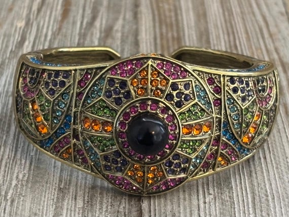 HEIDI DAUS 1990's Signed Hinged Cuff Bracelet Wit… - image 1