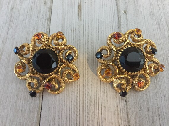 Vintage Graziano Chunky Gold Bejeweled Statement … - image 3