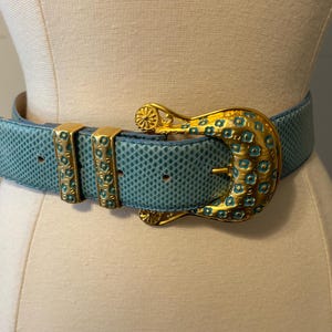 Blue Snakeskin Belt - Etsy