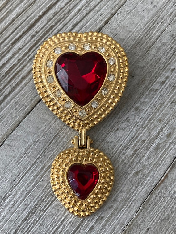 Vintage 1990's Victoria Secret Gold Heart Brooch … - image 2