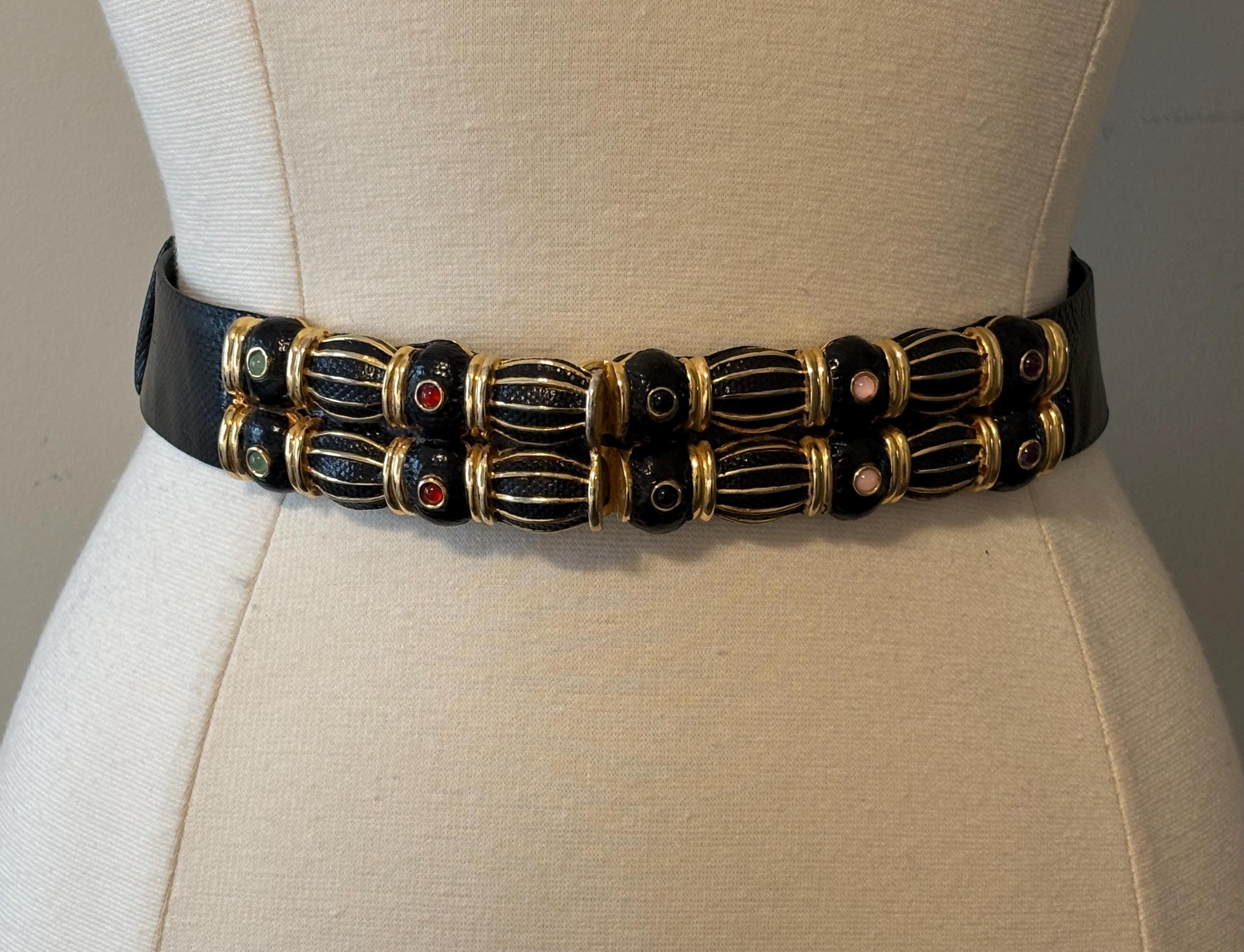 Vintage 80s Judith Leiber Butterfly Jeweled Adjustable Black Leather Belt Signed Judith Leiber 1980s Vintage Belts for sale | eBay main image 3