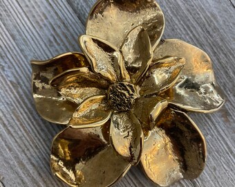 MARY MCFADDEN Vintage 1980's High Quality Gold Floral Couture Statement Brooch