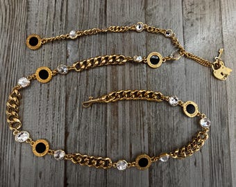 Vintage Black and Rhinestone Guess Chain Belt - Etsy display picture 1