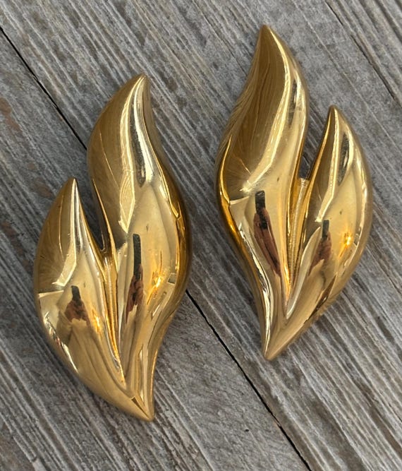 GIVENCHY Signed 1990's Massive Gold Modernist Gol… - image 3