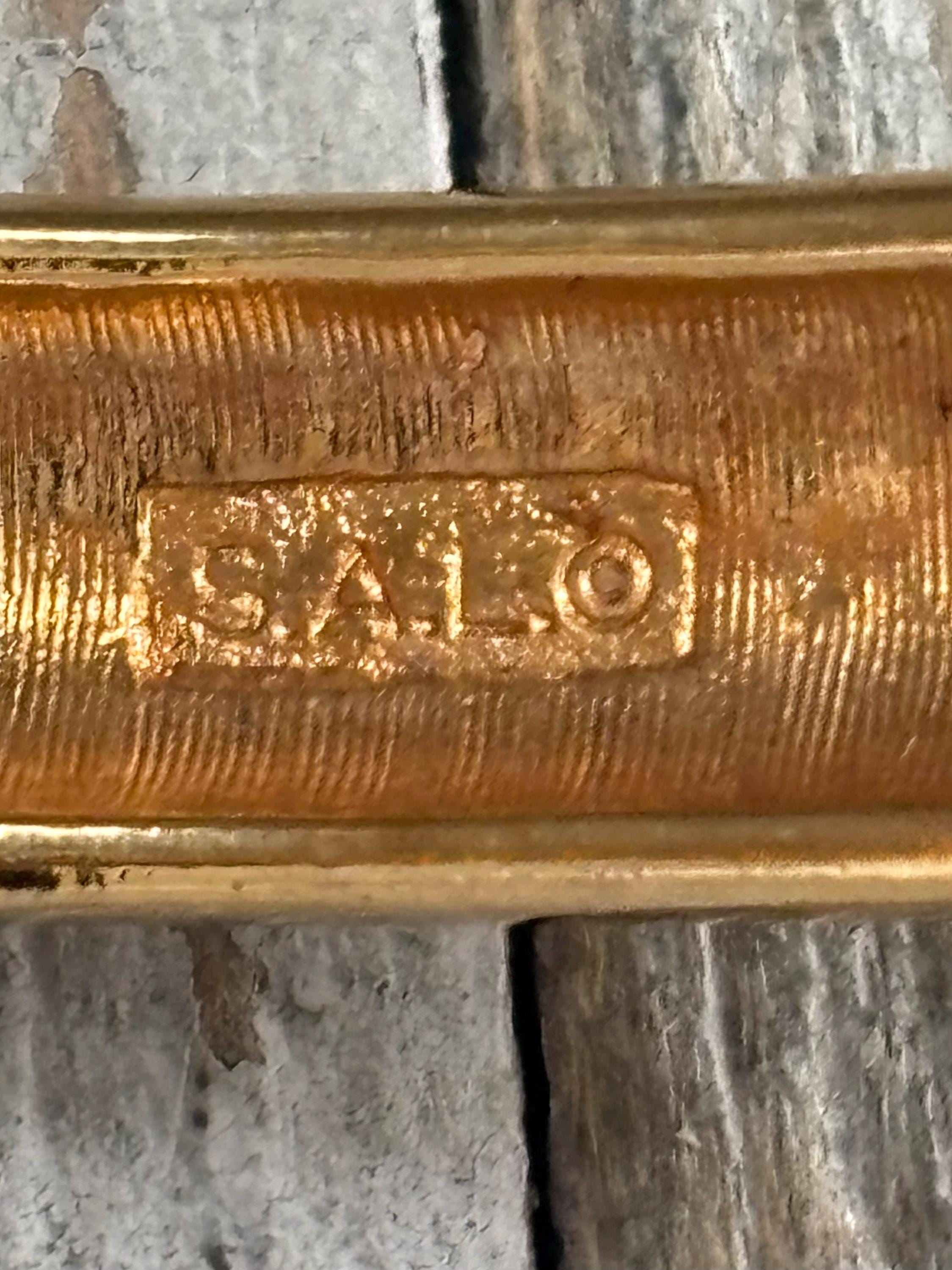 S.a.l./swarovski Signed Vintage 1980's Gold With Rhinestones
